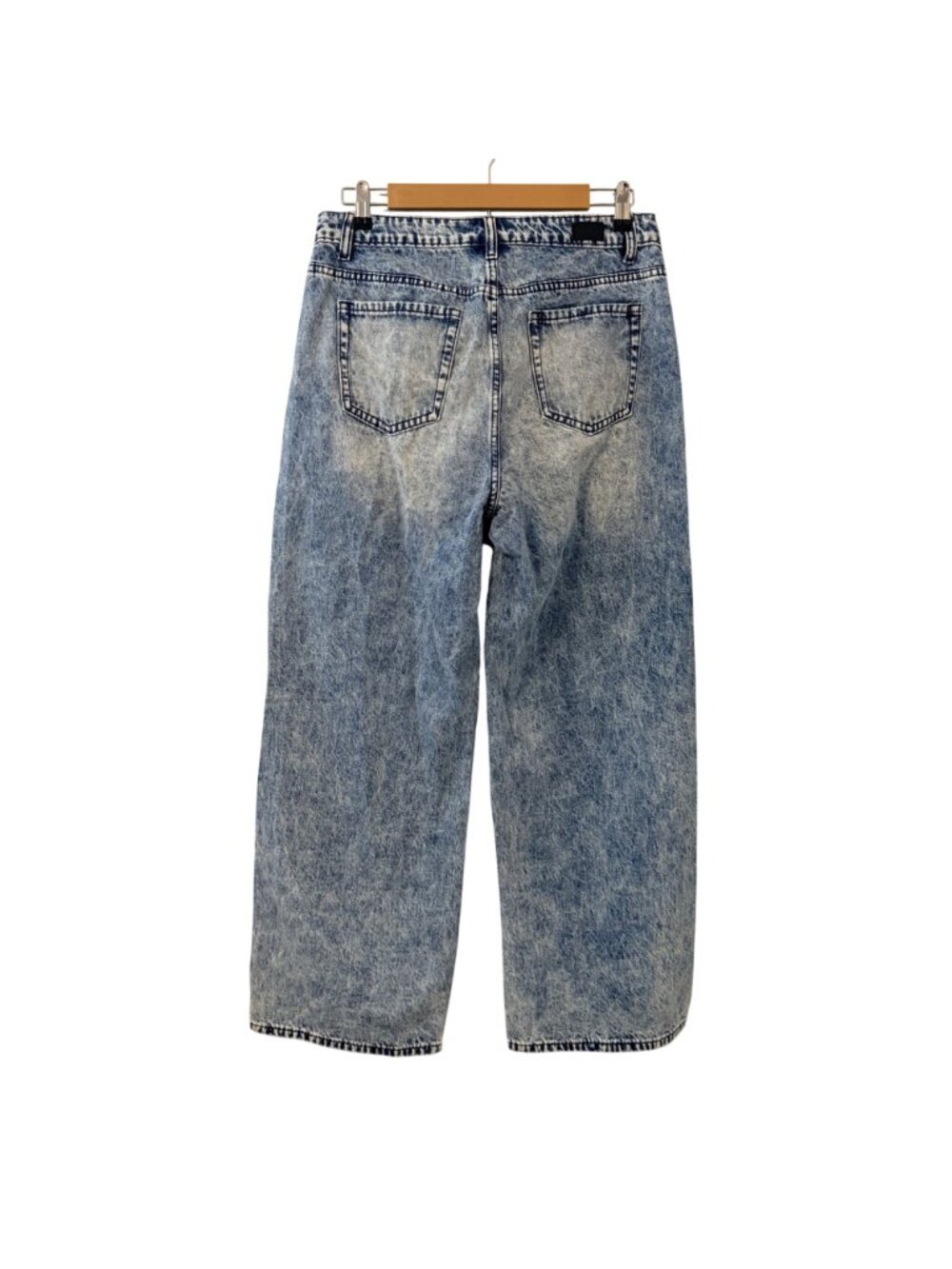 Flamingo High-Waisted Acid Wash Wide-Leg Jeans With Front & Back Pockets Sz L Je - Picture 12 of 12